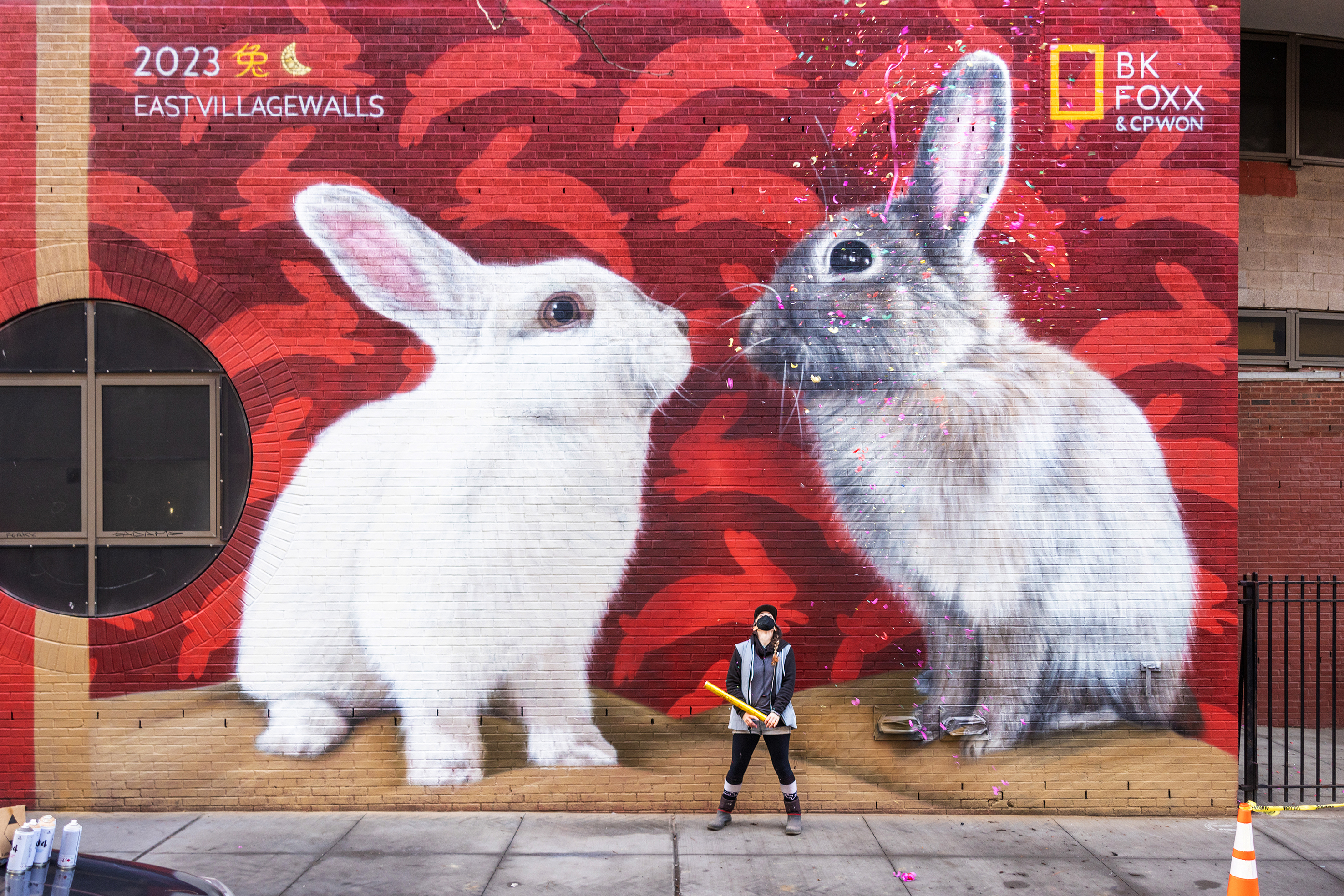 <b>Some Bunny To Love</b><br>with East Village Walls<br>Hester and Eldridge Sts, Chinatown NYC<br>Jan 2023<br>photo by @just_a_spectator